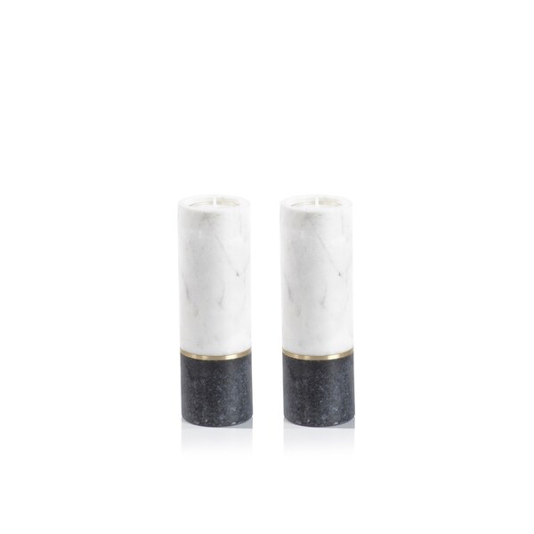 Mandani 2-Piece Two-Tone Marble Tealight Candle Holder Set