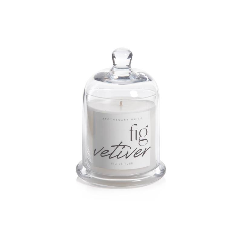 Black Fig Vetiver Scented Candle Jar with Glass Dome