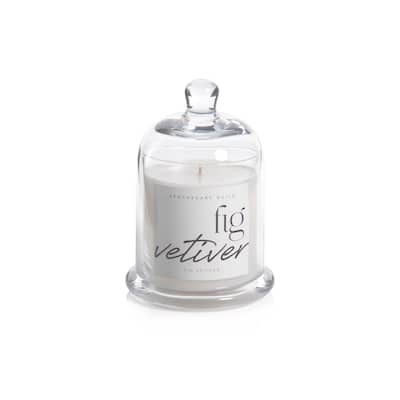 Black Fig Vetiver Scented Candle Jar with Glass Dome