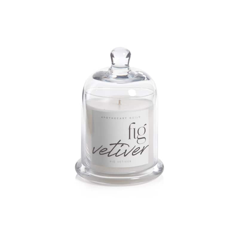 Black Fig Vetiver Scented Candle Jar with Glass Dome