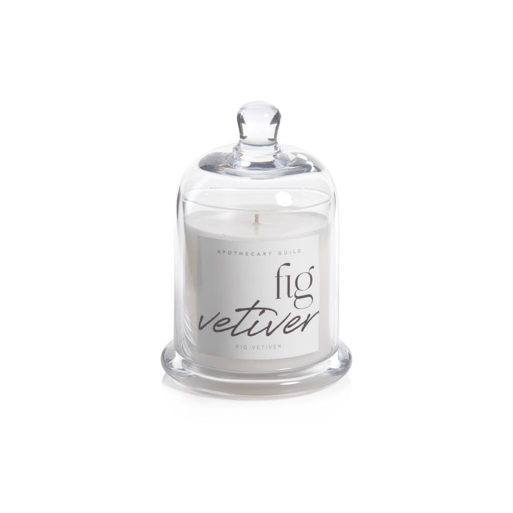 Black Fig Vetiver Scented Candle Jar with Glass Dome