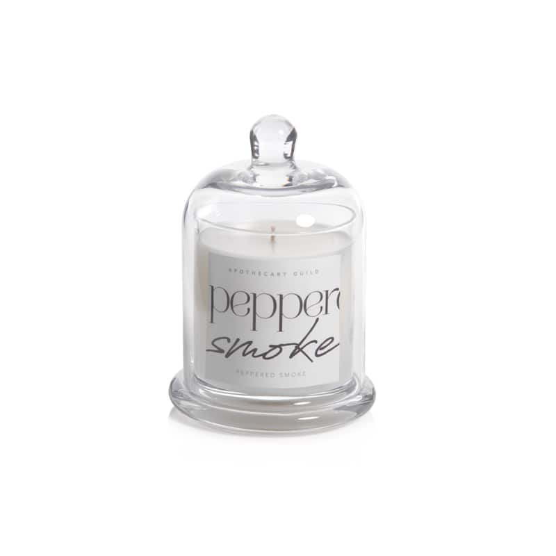 Peppered Smoke Scented Candle Jar with Glass Dome