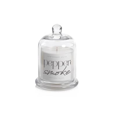 Peppered Smoke Scented Candle Jar with Glass Dome