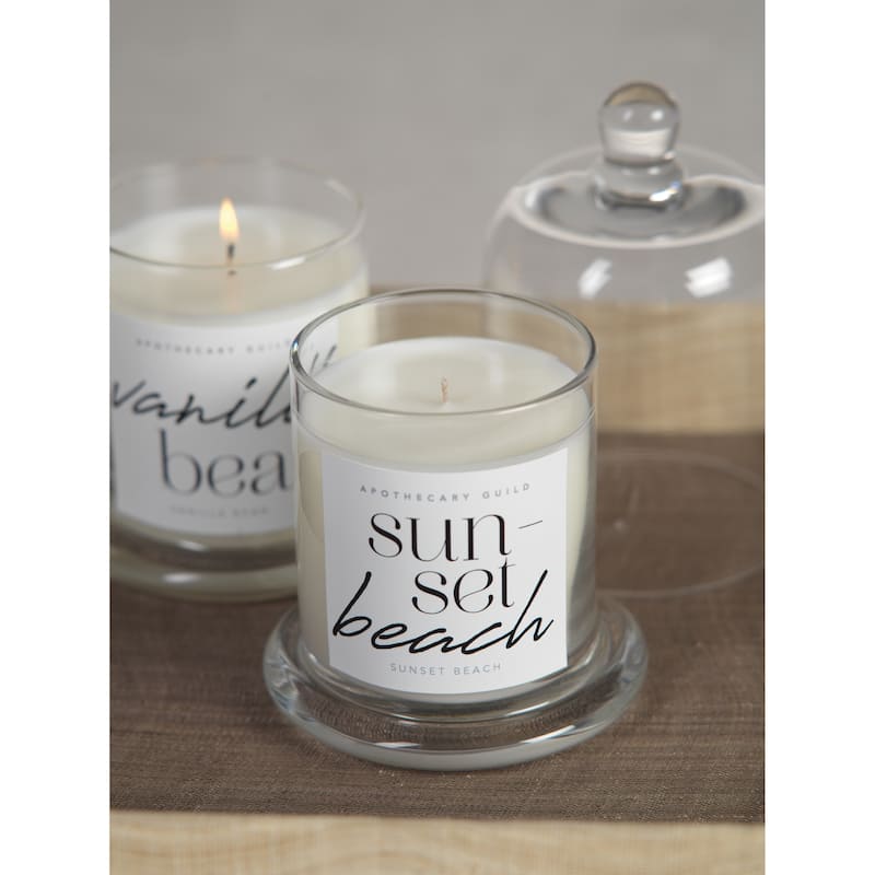 Sunset Beach Scented Candle Jar with Glass Dome