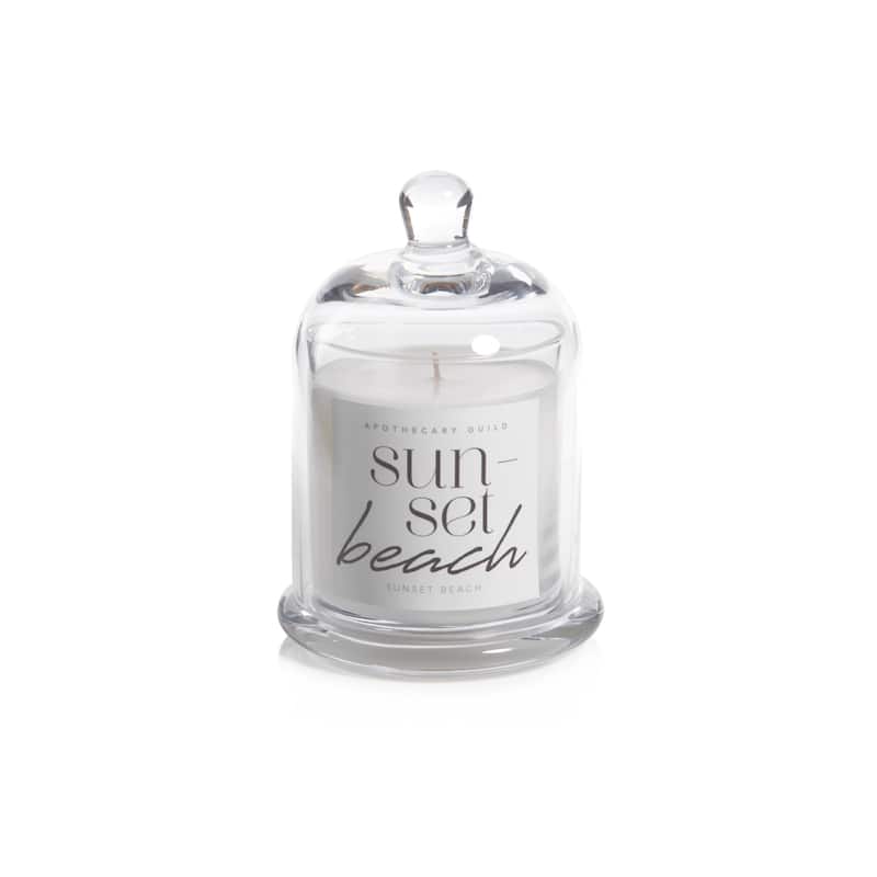 Sunset Beach Scented Candle Jar with Glass Dome