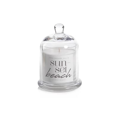 Sunset Beach Scented Candle Jar with Glass Dome