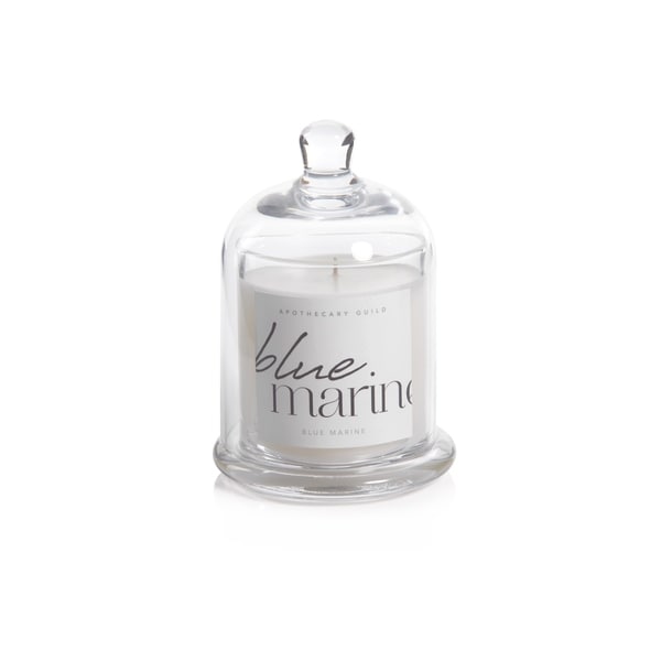 Blue Marine Scented Candle Jar with Glass Dome