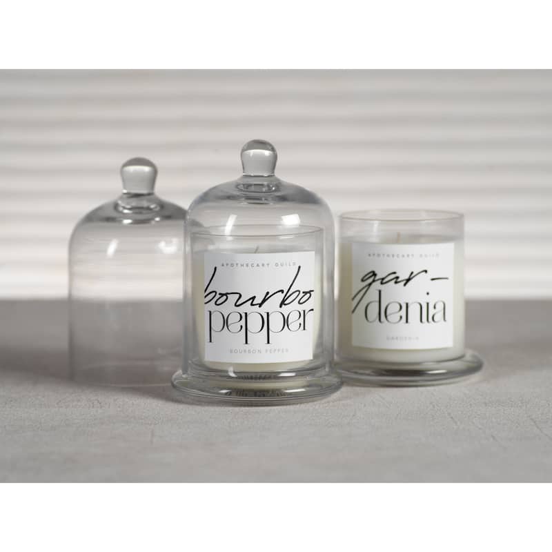 Gardenia Scented Candle Jar with Glass Dome