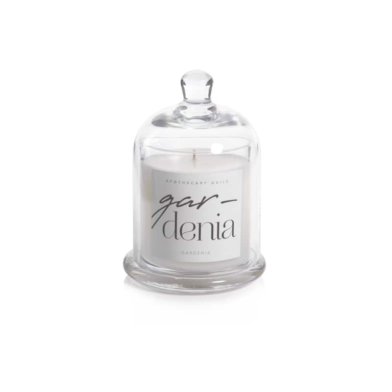 Gardenia Scented Candle Jar with Glass Dome
