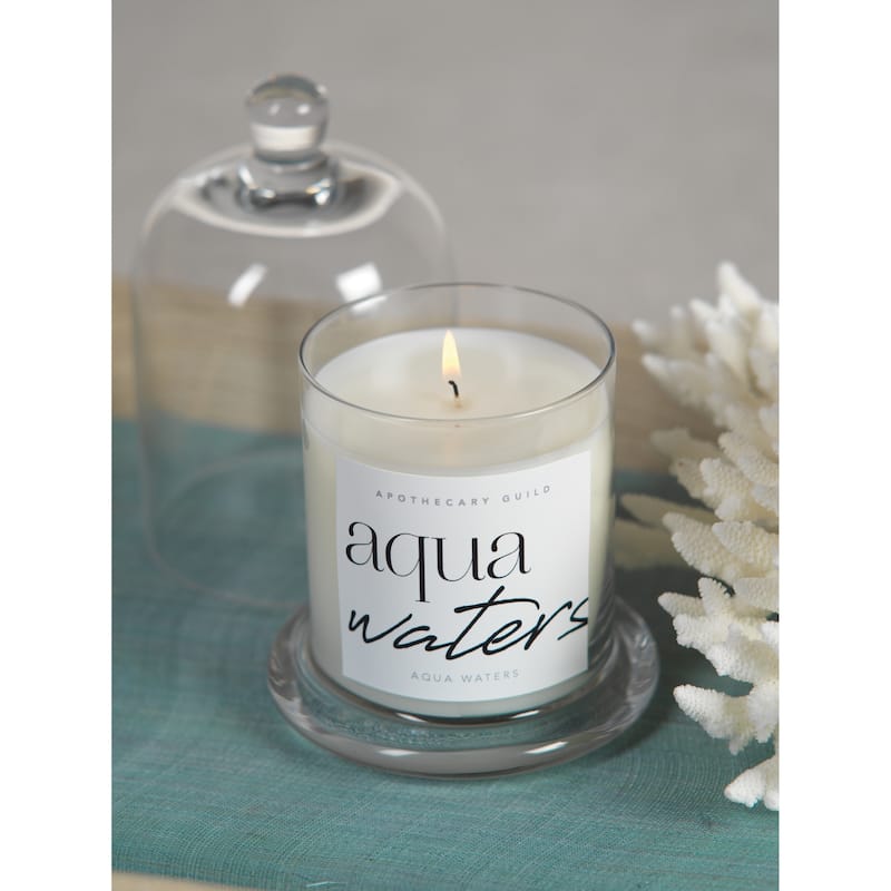 Aqua Waters Scented Candle Jar with Glass Dome