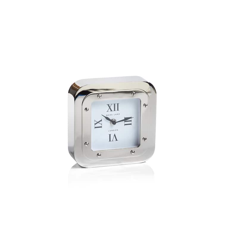 Mark Lane Silver Table Clock - 6.75"square x 2"depth