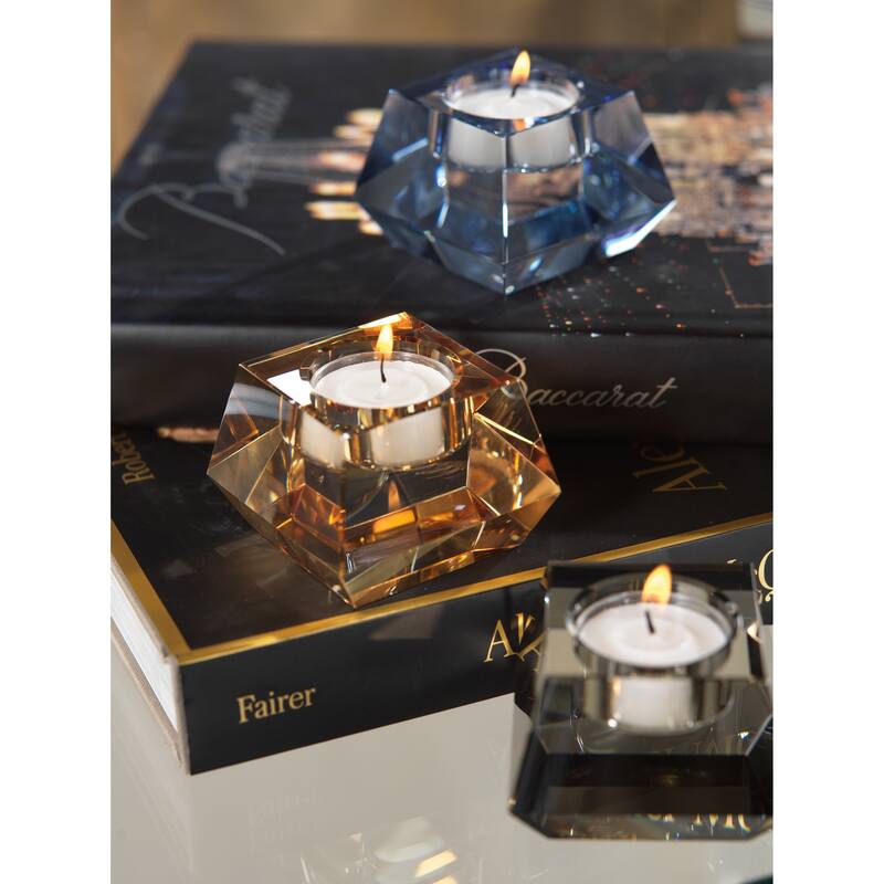 Davi Crystal Tealight Candle Holders, Set of 2