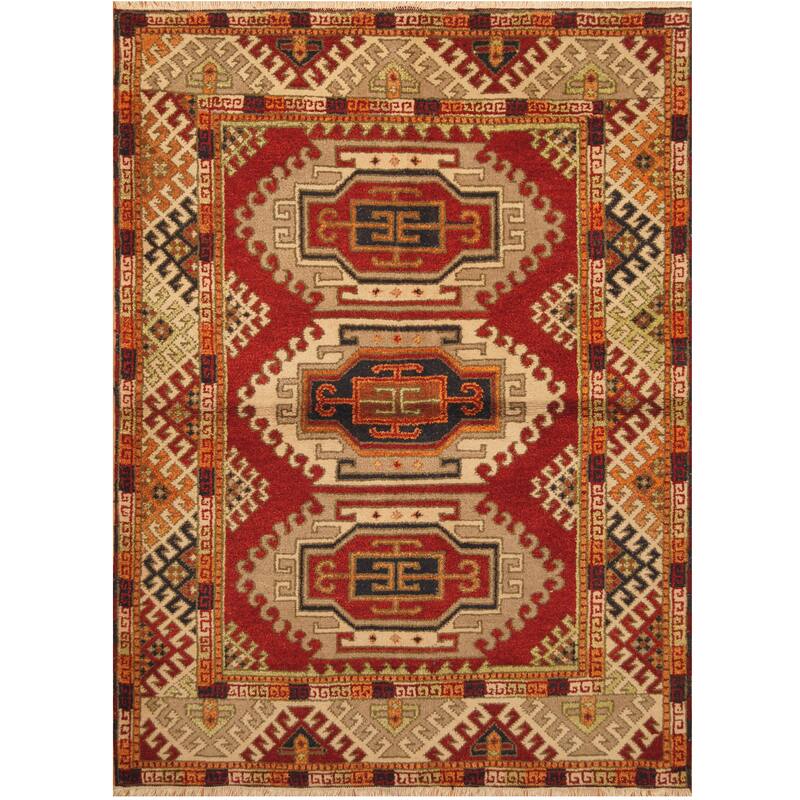 Handmade One-of-a-Kind Kazak Wool Rug (India) - 4'10 x 6'7