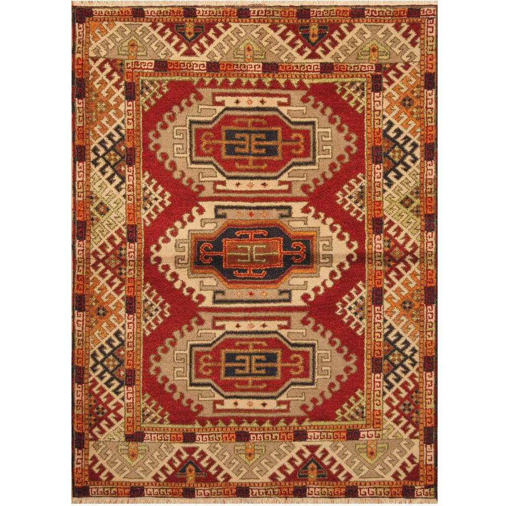 Handmade One-of-a-Kind Kazak Wool Rug (India) - 4'10 x 6'7