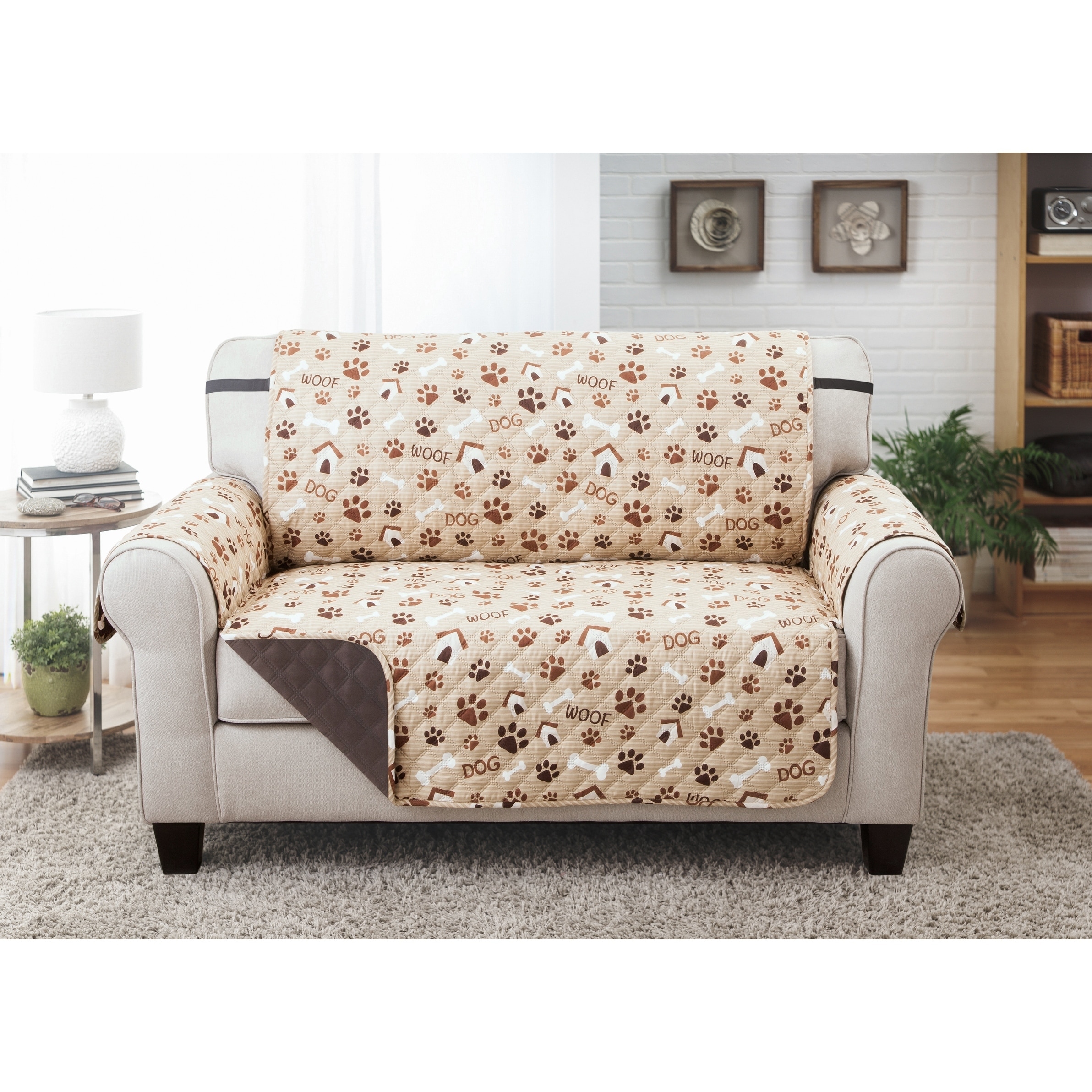 DELUXE REVERSIBLE PED DOG LOVESEAT FURNITURE PROTECTOR QUILTED COVER Red Tan 