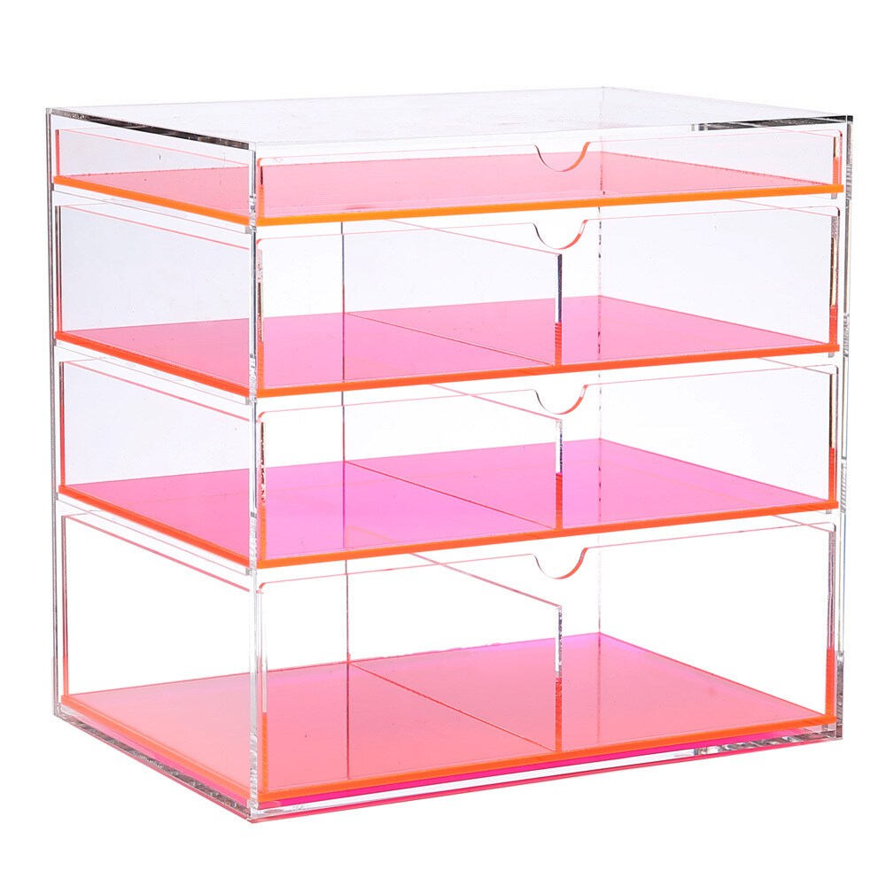 flyout slide 0 of 8, Ikee Design Acrylic Makeup Organizer in Neon Pink (As Is Item)