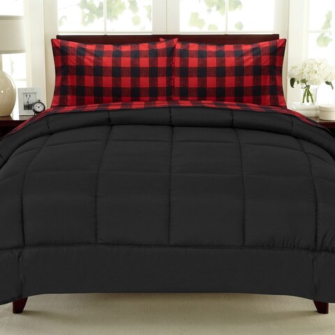 Buffalo Check 5-Piece Bed-In-a-Bag Set - Burgundy/Black