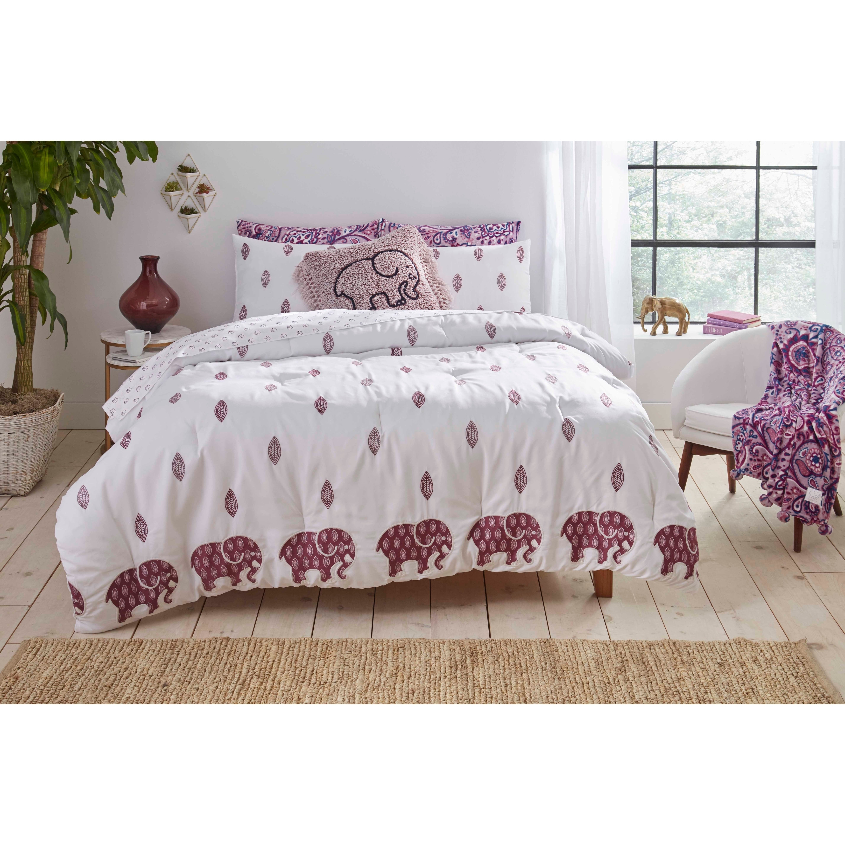 Shop Ivory Ella Lauren Purple Comforter Set Overstock 27964269