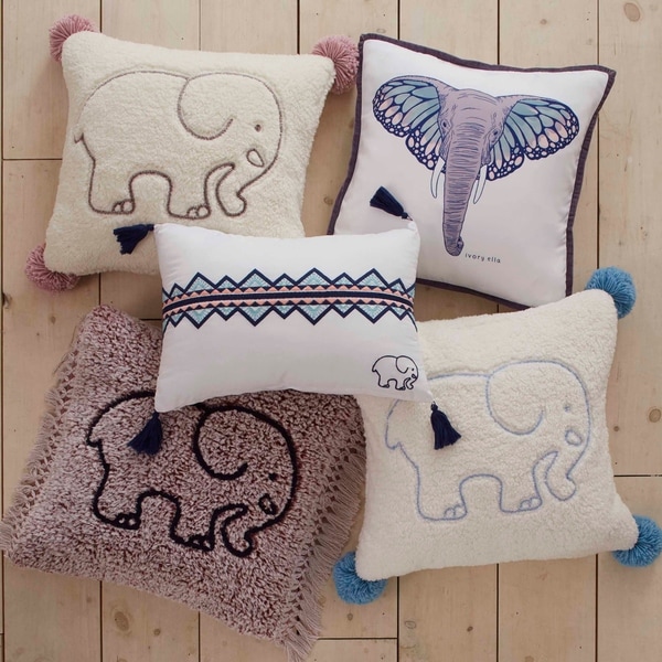 ivory ella elephant pillow