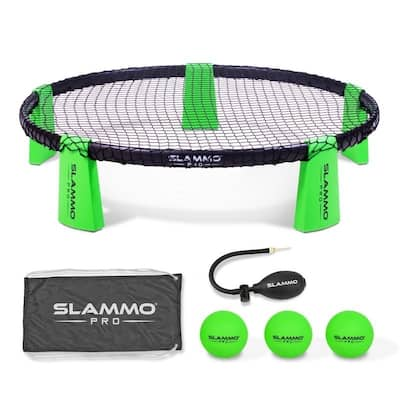 GoSports SLAMMO PRO Game Set - New and Improved PRO Set with 3 PRO Balls, Pump and Carrying Case - Green - 35"