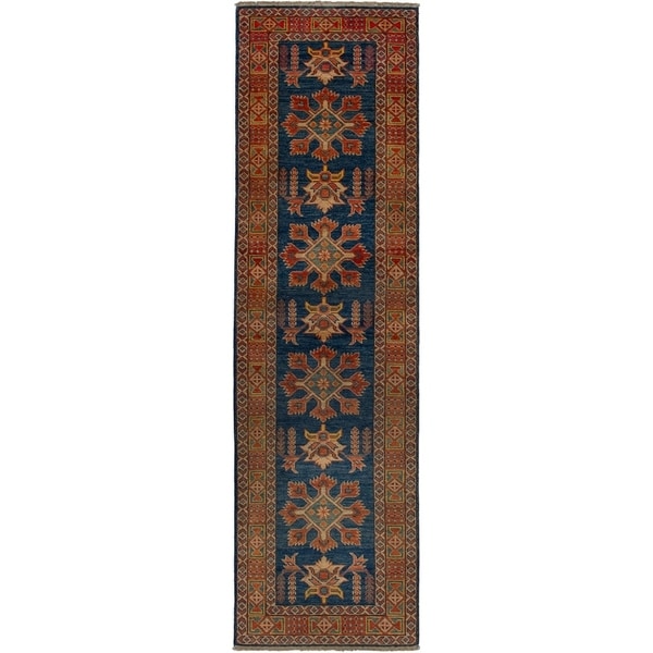 eCarpetGallery Hand-knotted Finest Gazni Dark Navy Wool Rug - 2'6 x 9'2