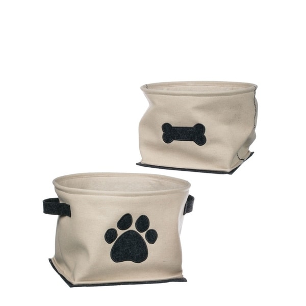 Paw & Bone Canvas Baskets - Set of 2 - 15"L x 15"W x 9.25"H, 11"L x 11"W x 7.5"H