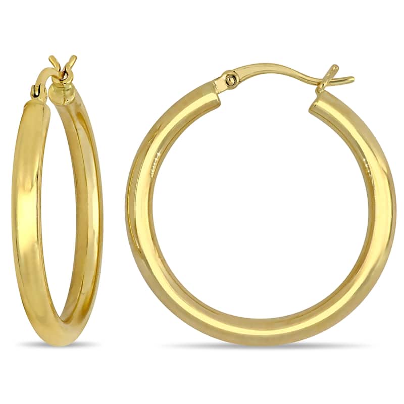 Miadora 10k Yellow Gold Classic Round Hoop Earrings (3 mm)