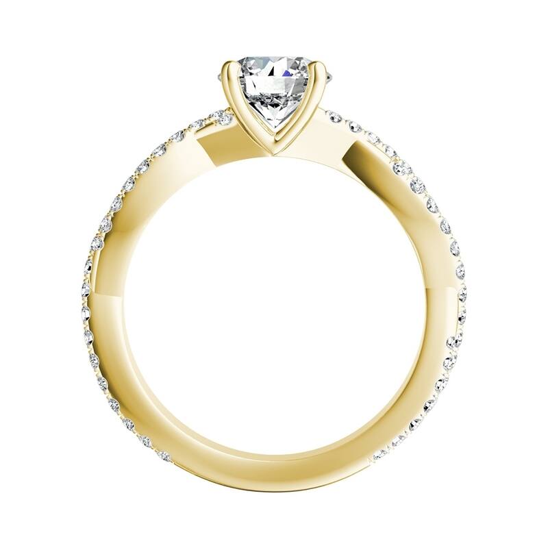 Auriya 14k Gold 1ctw Twisted Round Diamond Engagement Ring GIA Certified (G-H, VS1-VS2)