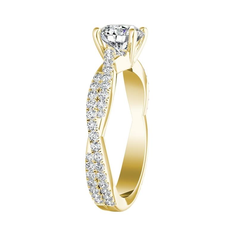 Auriya 14k Gold 1ctw Twisted Round Diamond Engagement Ring GIA Certified (G-H, VS1-VS2)