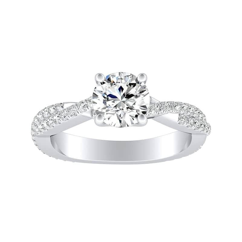 Auriya 14k Gold 1ctw Twisted Round Diamond Engagement Ring GIA Certified (G-H, VS1-VS2) - 8.5 - White