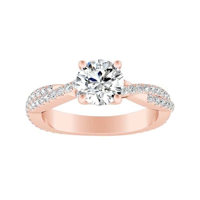 Auriya 14k Gold 1ctw Twisted Round Diamond Engagement Ring GIA Certified (G-H, VS1-VS2) - 4 - Rose