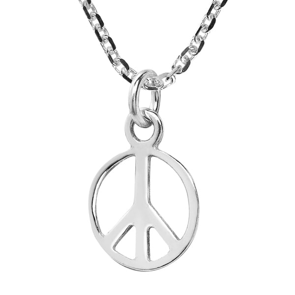 925 Sterling Silver Polished /& Diamond-Cut Peace Symbol Charm Pendant
