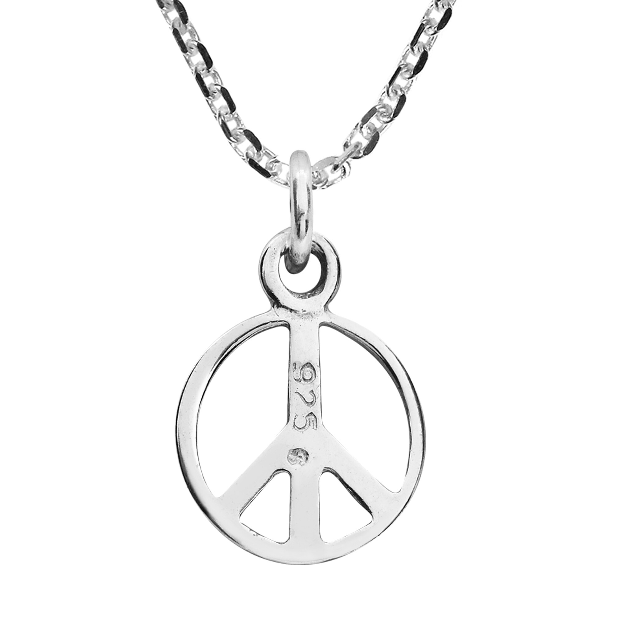 925 Sterling Silver Polished /& Diamond-Cut Peace Symbol Charm Pendant