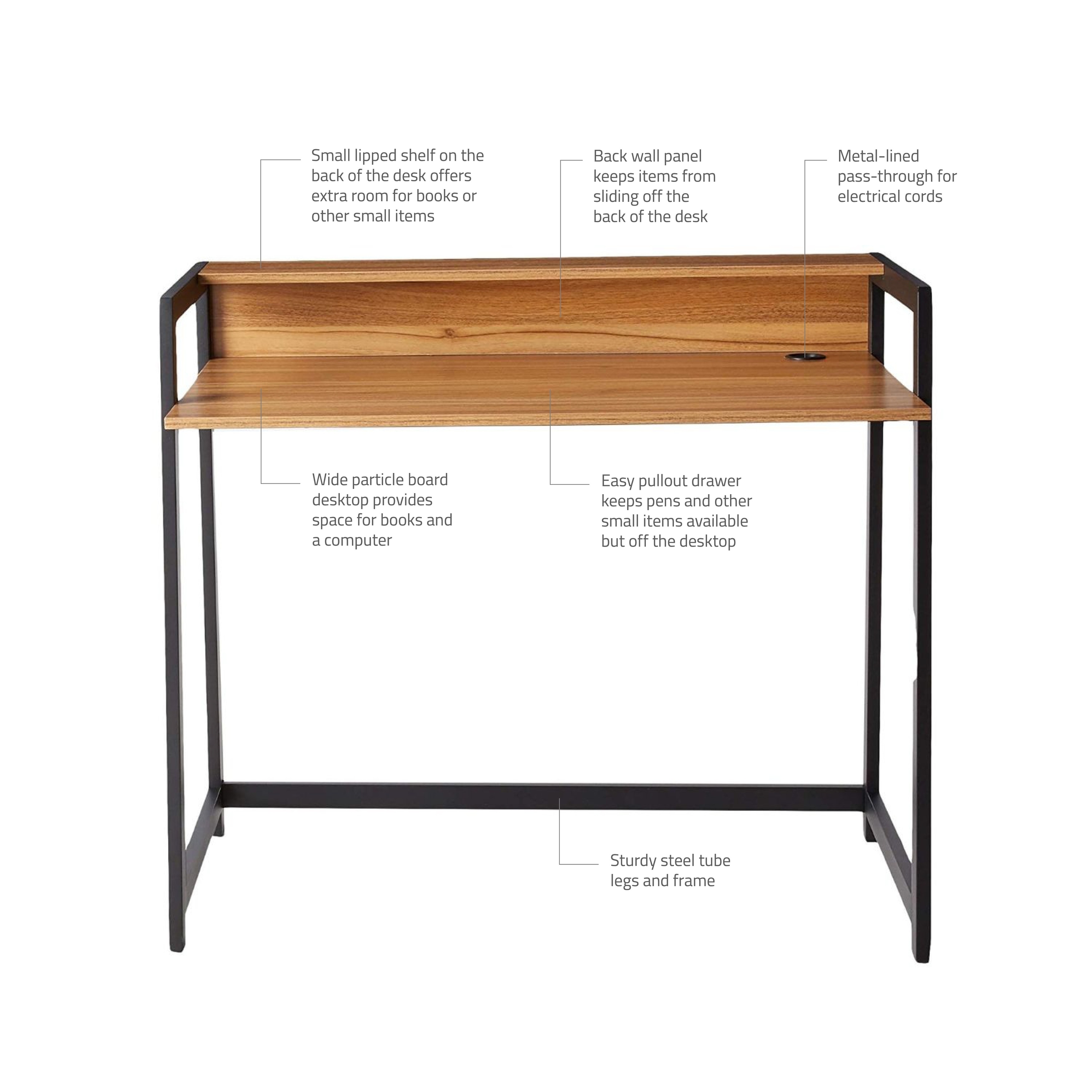 Shop Offex Wide Dark Wood And Metal Student Desk Free Shipping