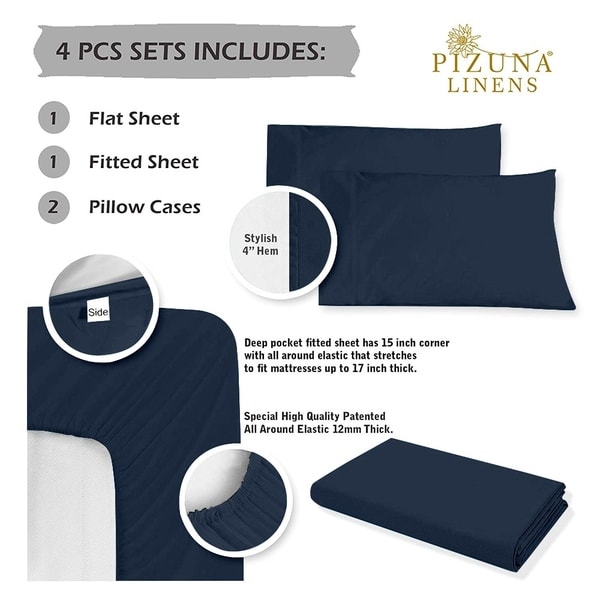 PIZUNA 400 THREAD COUNT SOFT COTTON 15 DEEP POCKET BED SHEET SET VALENTINE GIFT