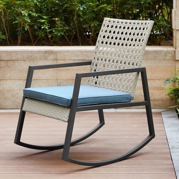 Grey rattan rocking discount chair