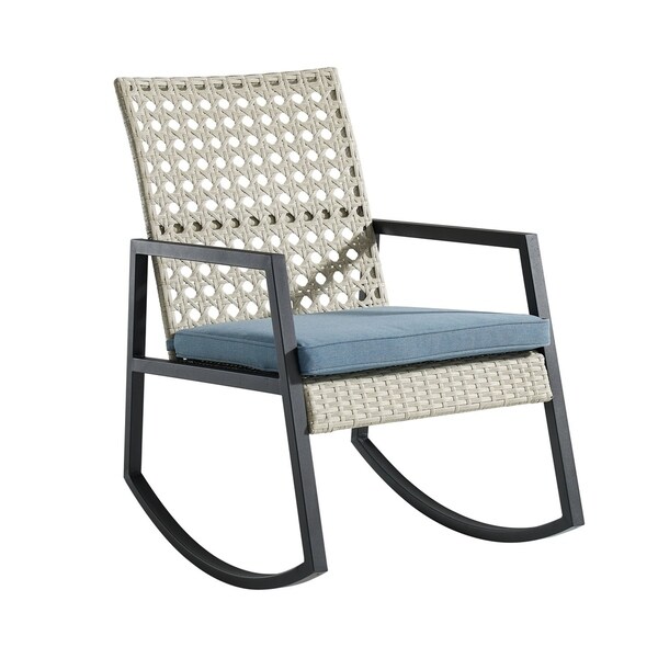 Shop Modern Outdoor Patio Rattan Rocking Chair Light Grey
