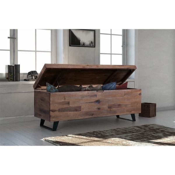 Shop Broadmore Acacia Wood 46inch Storage Bench On Sale Free
