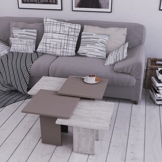 Ada Home Dcor Clark Brown/White Modern Coffee Table (17.72 x 35.71 x 31.5 - Wood - Light Mocha)