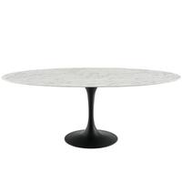 Silver Orchid Brunette Marble Top/ Metal Base Oval Dining Table - N/A
