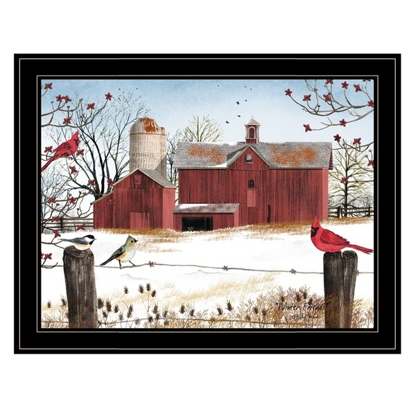 "Winter Friends" by Billy Jacobs, Ready to Hang Framed Print, Black Frame