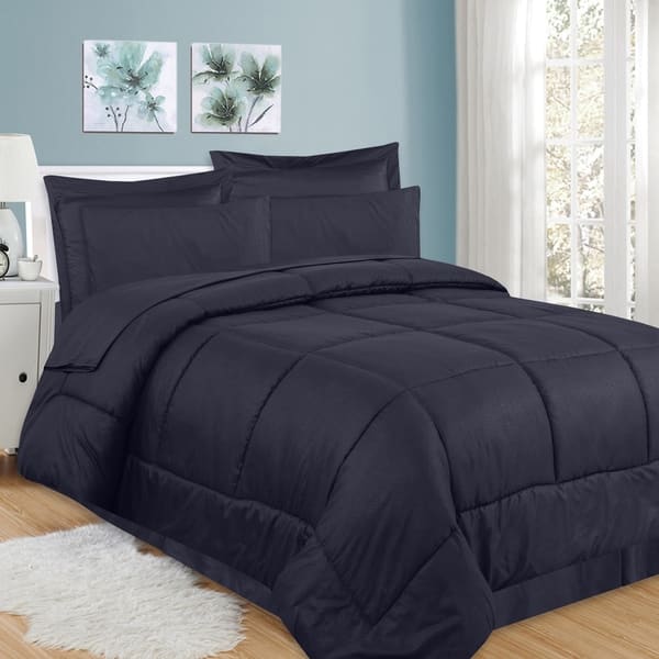 slide 2 of 7, Sweet Home Collection Greek Key Embossed 8-Piece Bed In a Bag Set King - Navy