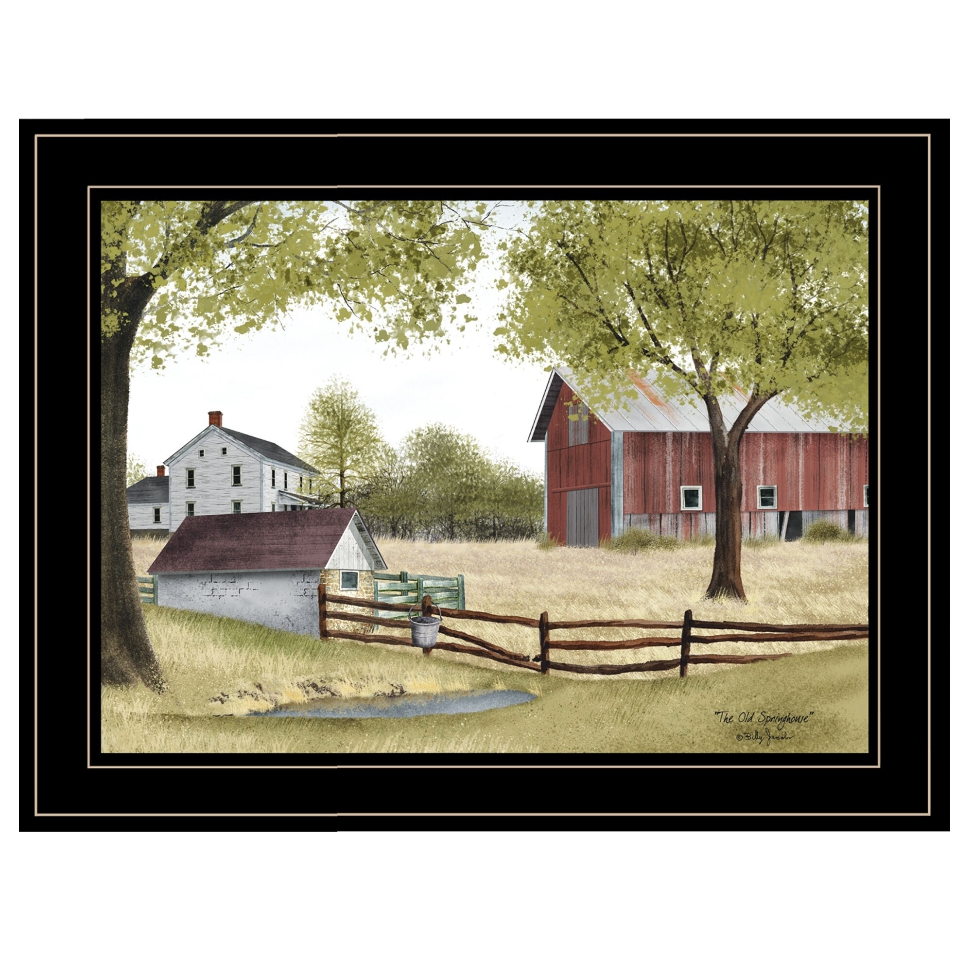 New Primitive Farm THE OLD SPRING HOUSE Red Barn Farmhouse BILLY JACOBS Picture
