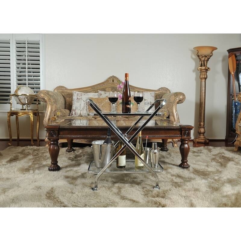 Anne Home - X-Shape Bar Cart - Silver