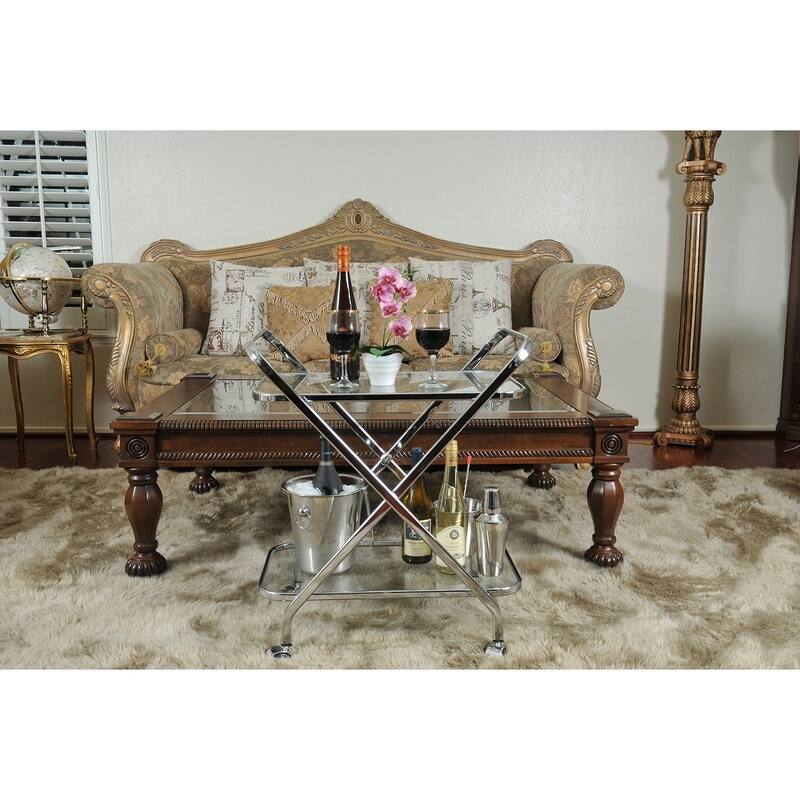 Anne Home - X-Shape Bar Cart - Silver