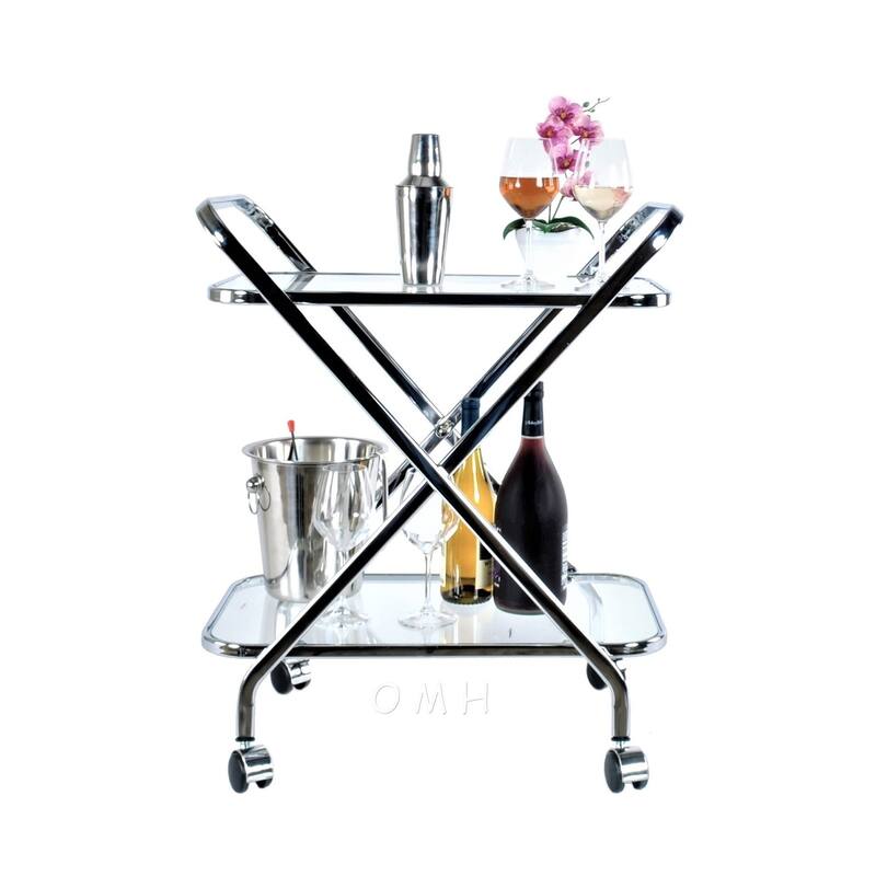 Anne Home - X-Shape Bar Cart - Silver - Handmade