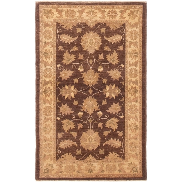 ECARPETGALLERY Hand-knotted Peshawar Finest Dark Brown Wool Rug - 3'3 x 5'3