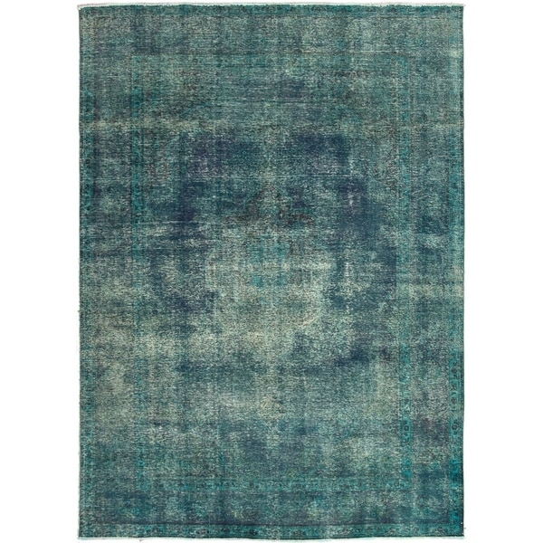 ECARPETGALLERY Hand-knotted Color Transition Dark Blue, Teal Wool Rug - 8'3 x 11'6