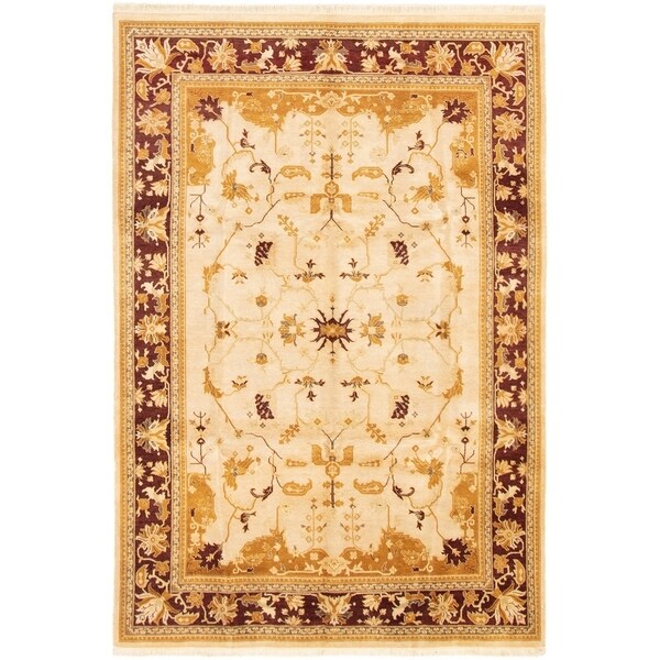 ECARPETGALLERY Hand-knotted Peshawar Oushak Beige Wool Rug - 6'0 x 9'0