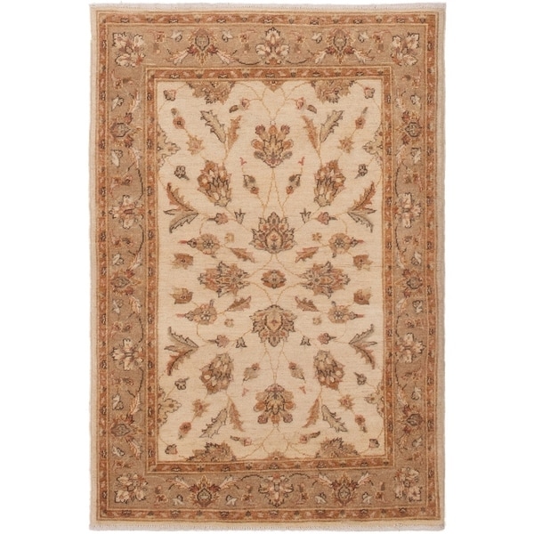 ECARPETGALLERY Hand-knotted Peshawar Finest Cream Wool Rug - 3'4 x 5'0